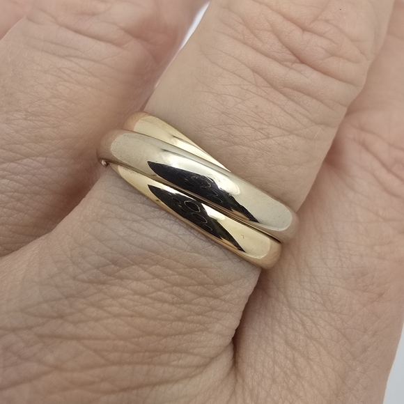 MILOR 14k White/Yellow Gold Dual Band RingSz 875 made in Italy